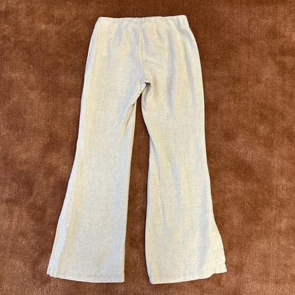 Express Linen Pants Vintage Tan Split Hem Long Drawstring 3/4 womens 4 Wide Leg - Picture 5 of 5